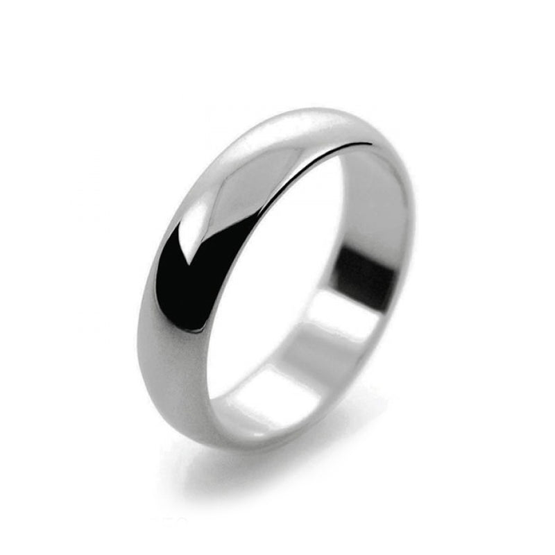 Ladies 5mm Platinum 950 D Shape Medium Weight Wedding Ring