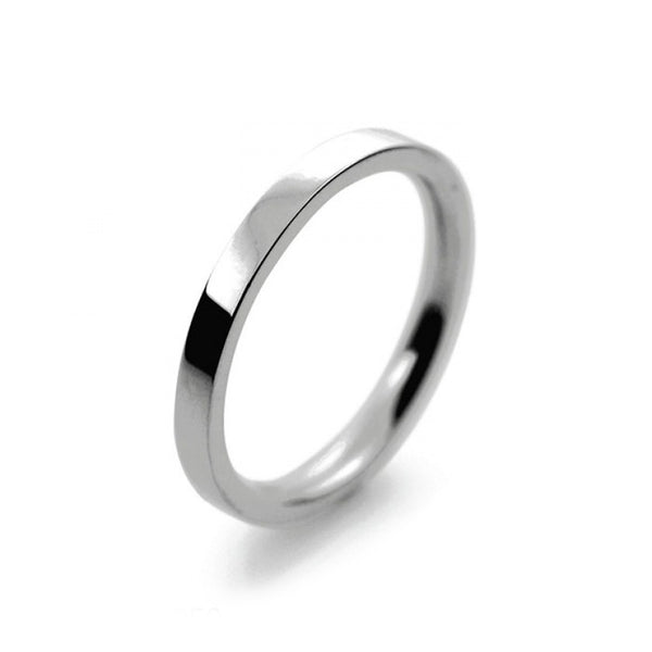 Ladies 2mm Platinum 950 Flat Court shape Medium Weight Wedding Ring