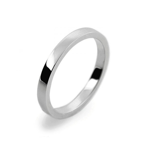 Ladies 2mm Platinum 950 Flat shape Medium Weight Wedding Ring