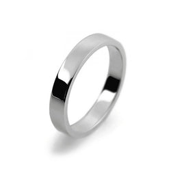 Ladies 3mm Platinum 950 Flat shape Light Weight Wedding Ring