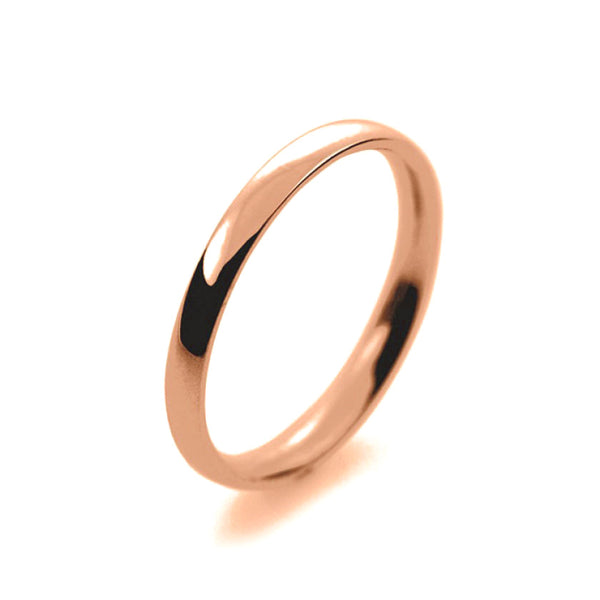 Ladies 2mm 18ct Rose Gold Court Shape Light Weight Wedding Ring