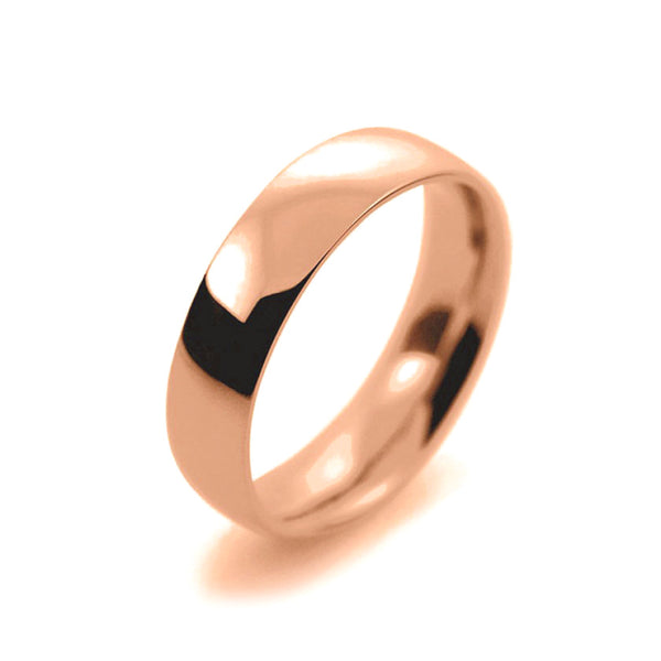 Ladies 5mm 18ct Rose Gold Court Shape Medium Weight Wedding Ring