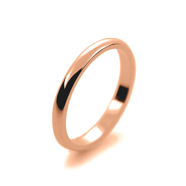 Ladies 2mm 18ct Rose Gold D Shape Light Weight Wedding Ring