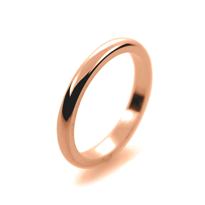 Ladies 2mm 18ct Rose Gold D Shape Medium Weight Wedding Ring