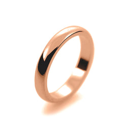 Ladies 3mm 18ct Rose Gold D Shape Medium Weight Wedding Ring