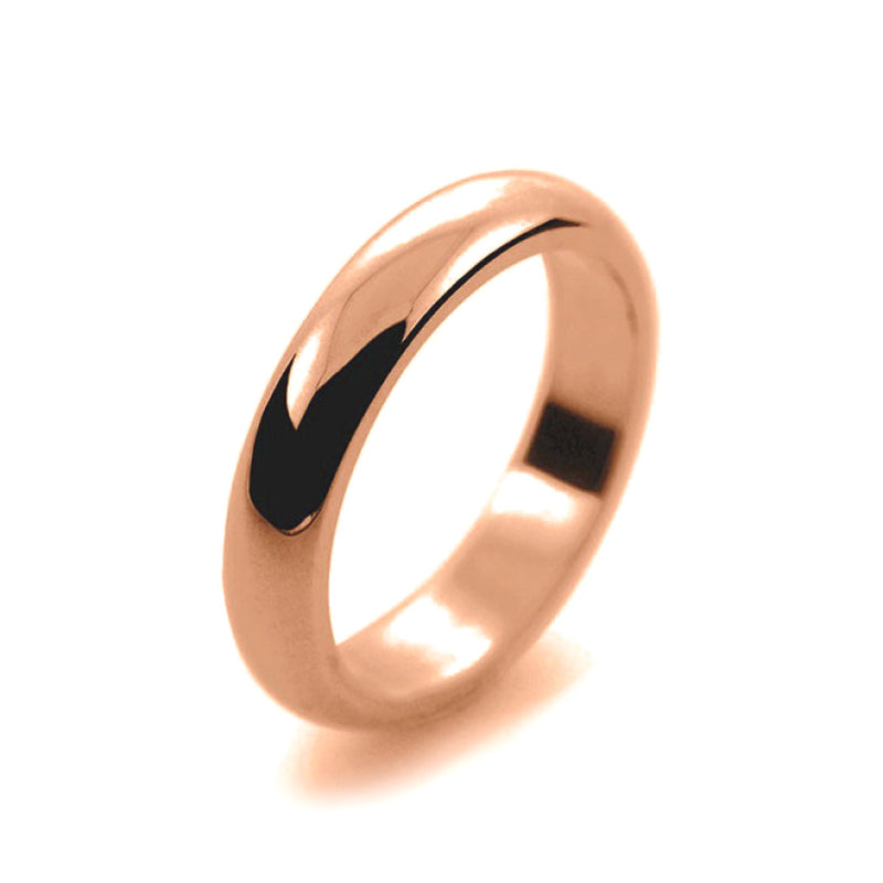 Ladies 4mm 18ct Rose Gold D Shape Heavy Weight Wedding Ring