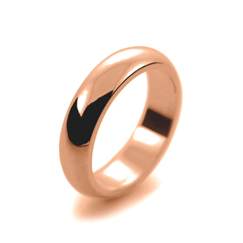 Ladies 5mm 18ct Rose Gold D Shape Heavy Weight Wedding Ring