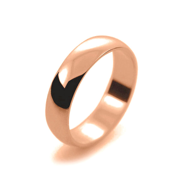 Ladies 5mm 18ct Rose Gold D Shape Light Weight Wedding Ring