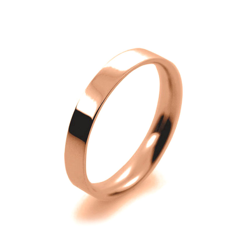 Ladies 3mm 18ct Rose Gold Flat Court shape Light Weight Wedding Ring