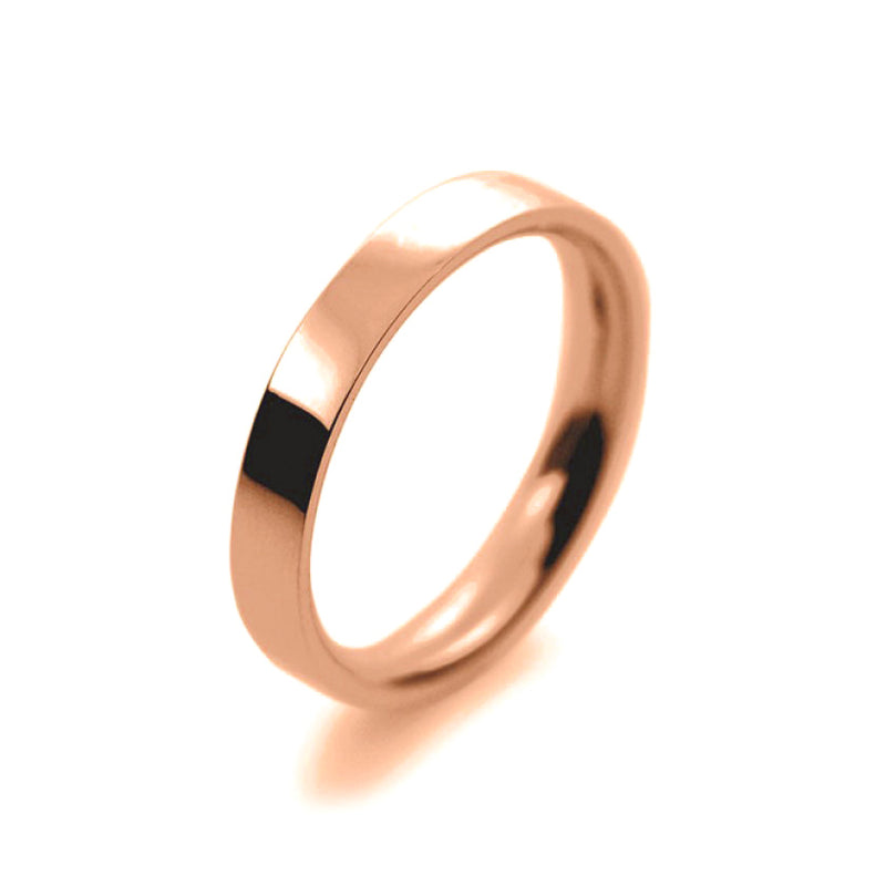 Ladies 3mm 18ct Rose Gold Flat Court shape Medium Weight Wedding Ring