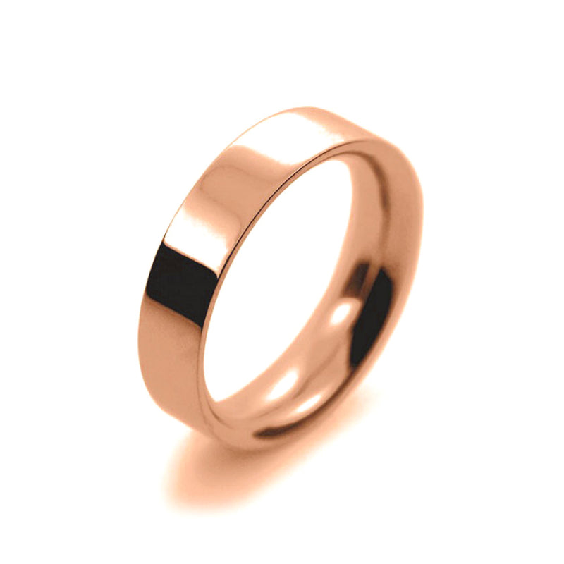 Ladies 5mm 18ct Rose Gold Flat Court shape Heavy Weight Wedding Ring