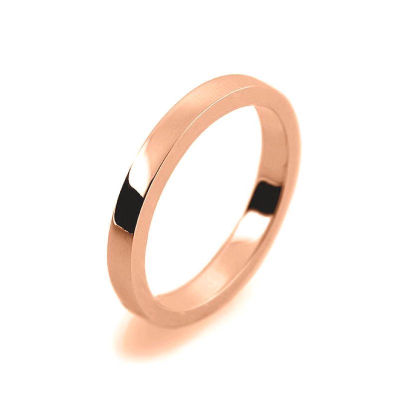 Ladies 2mm 18ct Rose Gold Flat Shape Heavy Weight Wedding Ring