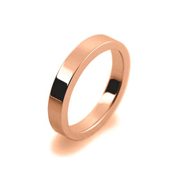Ladies 3mm 18ct Rose Gold Flat Shape Heavy Weight Wedding Ring