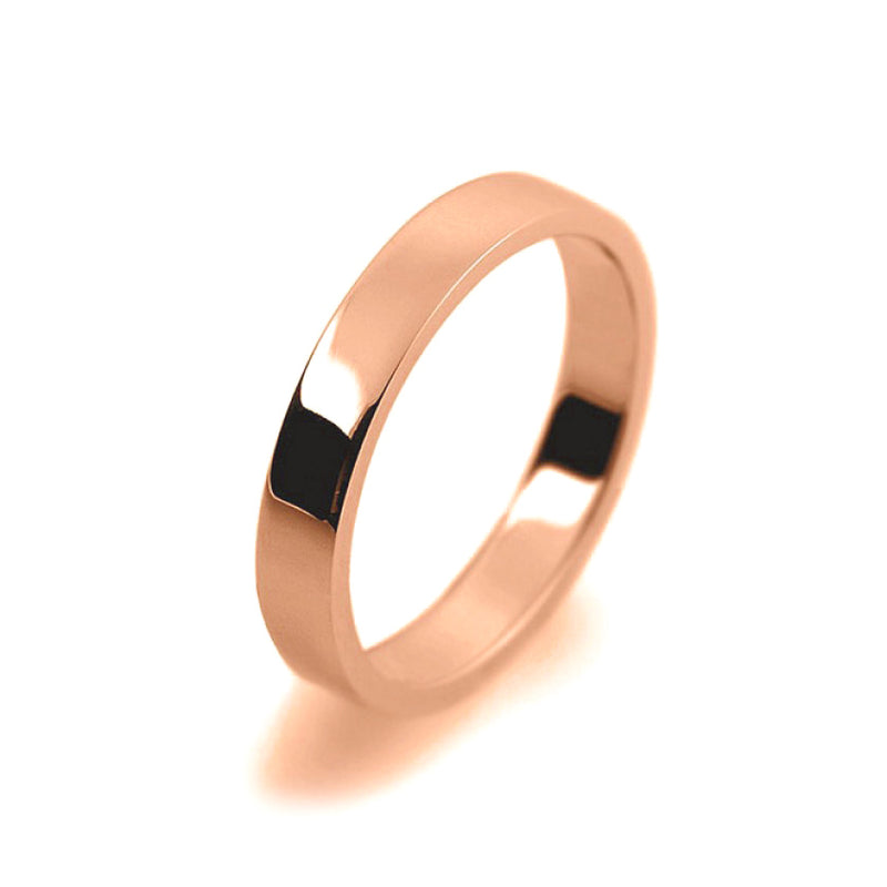 Ladies 3mm 18ct Rose Gold Flat Shape Light Weight Wedding Ring