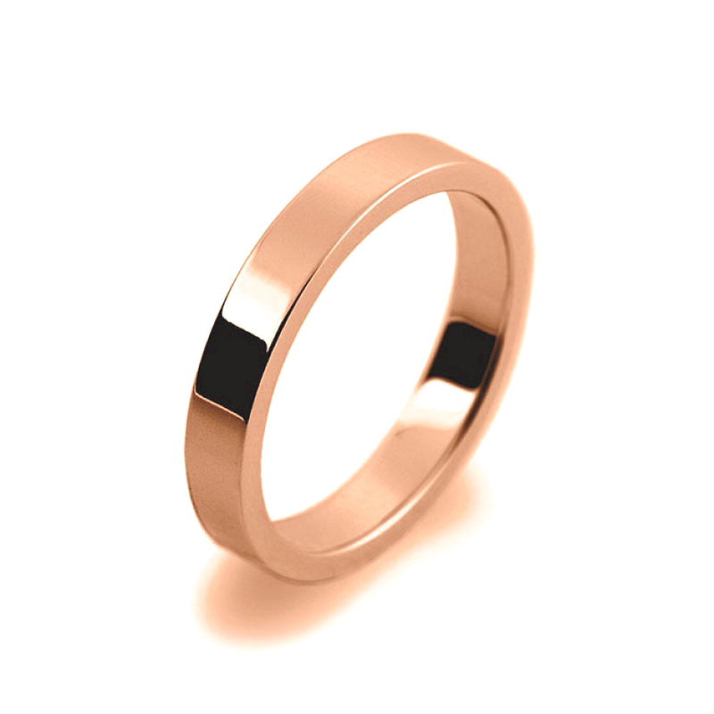 Ladies 3mm 18ct Rose Gold Flat Shape Medium Weight Wedding Ring