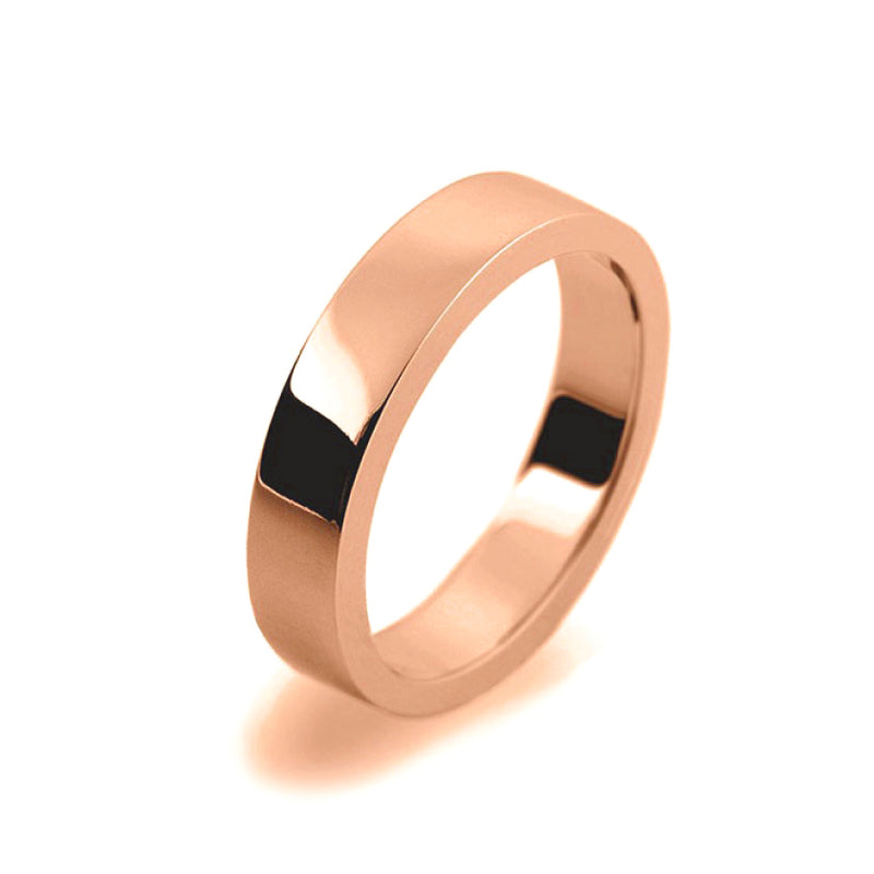 Ladies 4mm 18ct Rose Gold Flat Shape Heavy Weight Wedding Ring