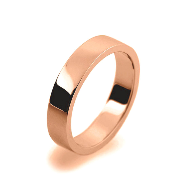 Ladies 4mm 18ct Rose Gold Flat Shape Medium Weight Wedding Ring