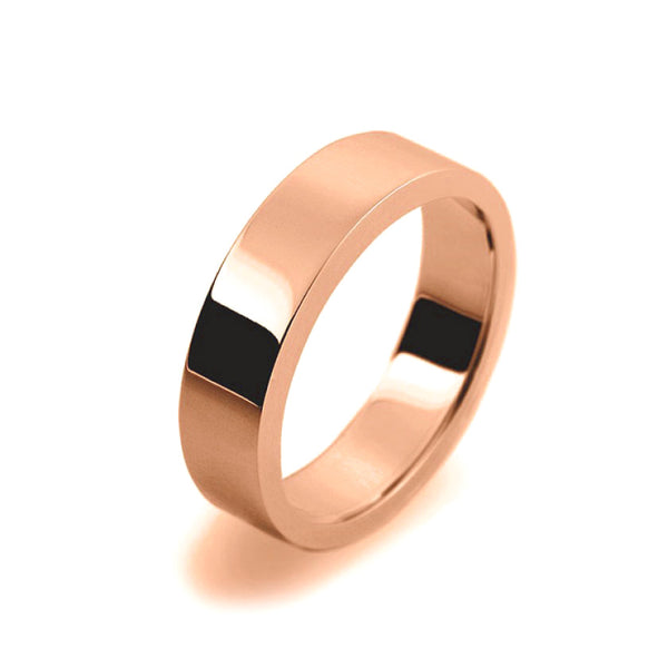 Ladies 5mm 18ct Rose Gold Flat Shape Heavy Weight Wedding Ring