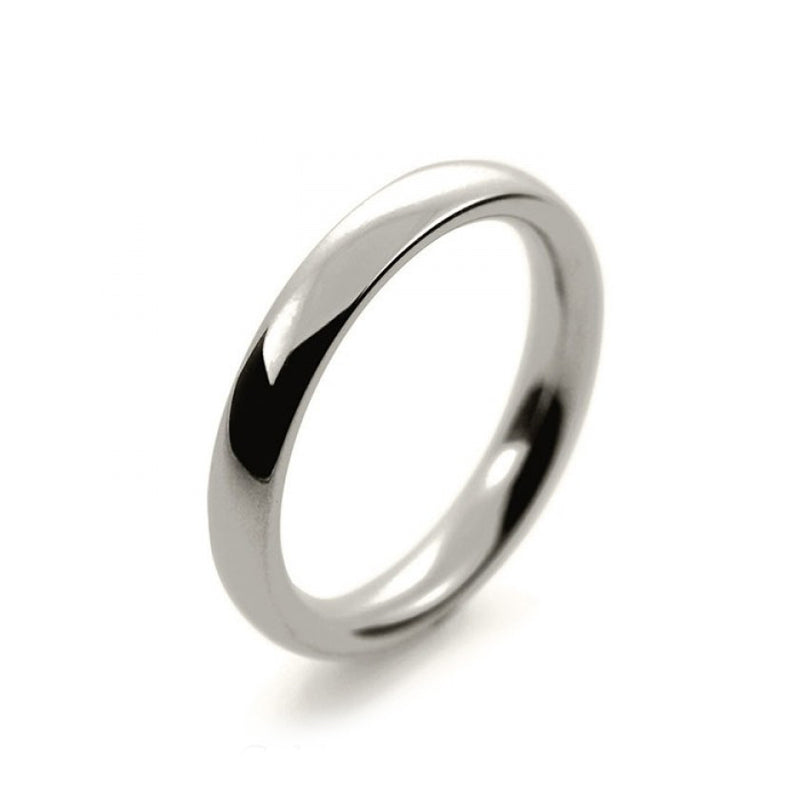Ladies 3mm 18ct White Gold Court Shape Heavy Weight Wedding Ring