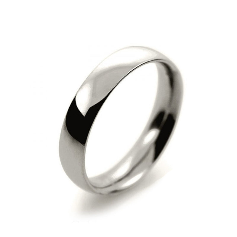 Ladies 4mm 18ct White Gold Court Shape Medium Weight Wedding Ring