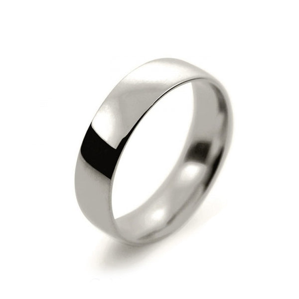 Ladies 5mm 18ct White Gold Court Shape Light Weight Wedding Ring