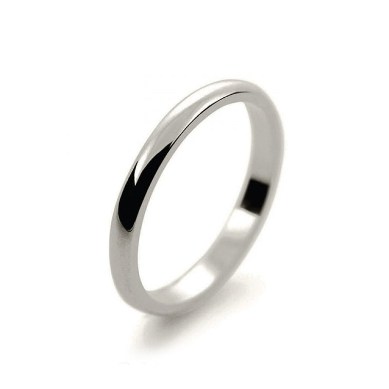 Ladies 2mm 18ct White Gold D Shape Light Weight Wedding Ring