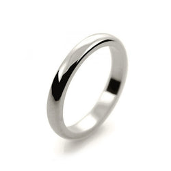 Ladies 2.5mm 18ct White Gold D Shape Medium Weight Wedding Ring