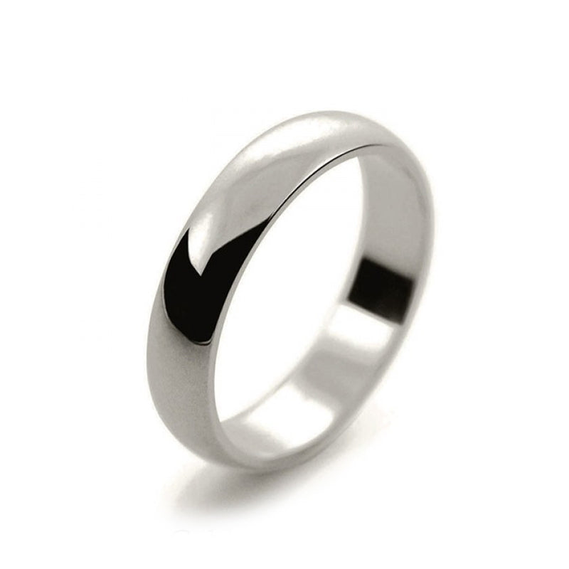 Ladies 4mm 18ct White Gold D Shape Light Weight Wedding Ring