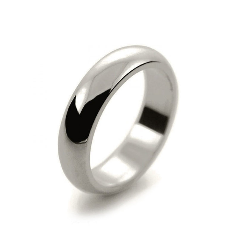 Ladies 5mm 18ct White Gold D Shape Heavy Weight Wedding Ring