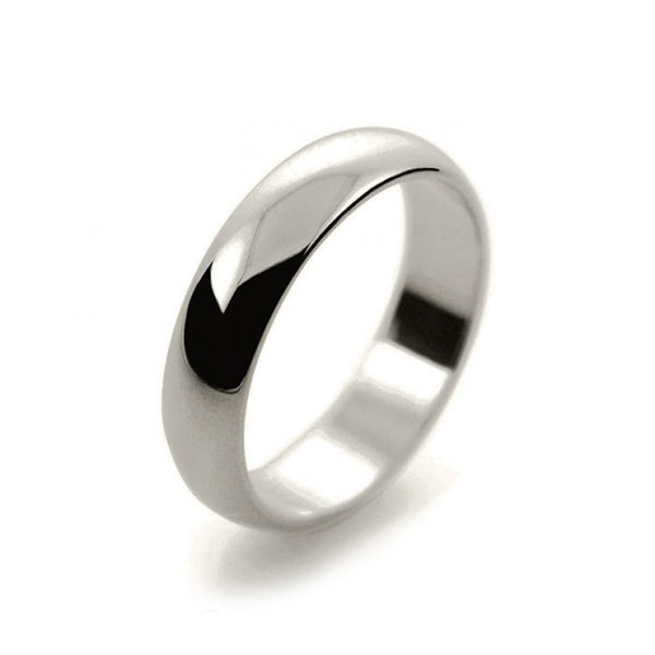 Ladies 5mm 18ct White Gold D Shape Medium Weight Wedding Ring