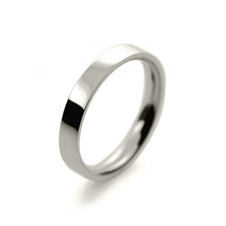 Ladies 3mm 18ct White Gold Flat Court Shape Medium Weight Wedding Ring
