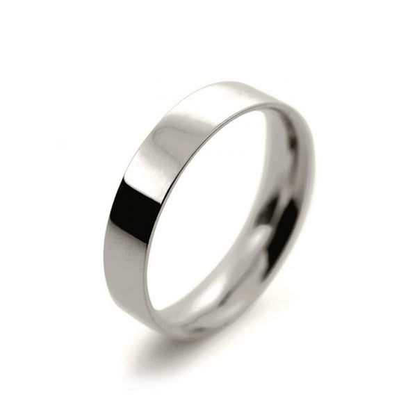 Ladies 4mm 18ct White Gold Flat Court Shape Light Weight Wedding Ring
