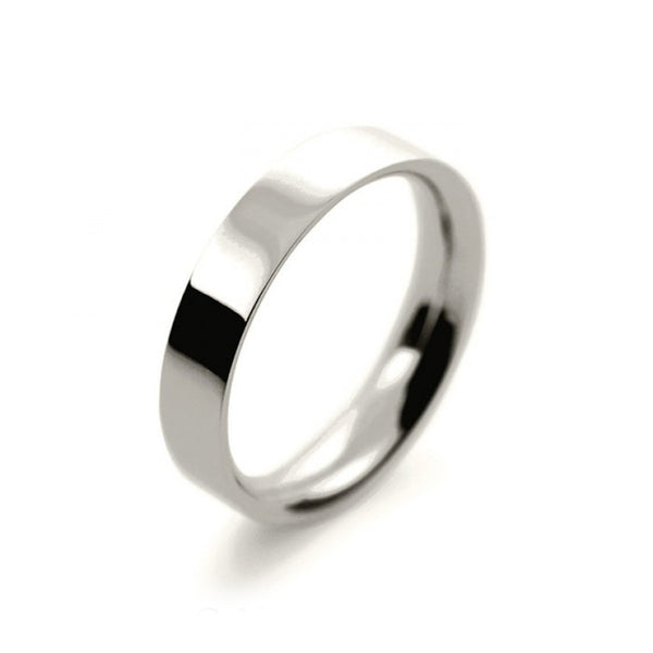 Ladies 4mm 18ct White Gold Flat Court Shape Medium Weight Wedding Ring