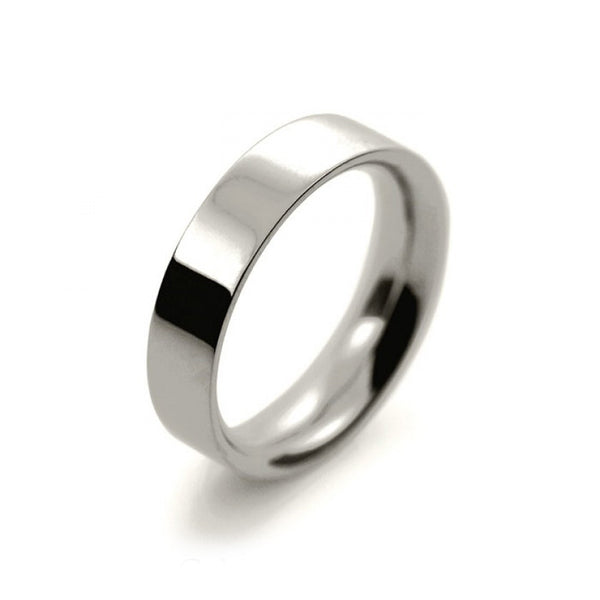 Ladies 5mm 18ct White Gold Flat Court Shape Heavy Weight Wedding Ring
