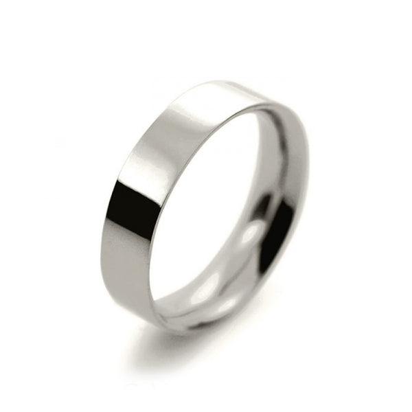 Ladies 5mm 18ct White Gold Flat Court Shape Medium Weight Wedding Ring