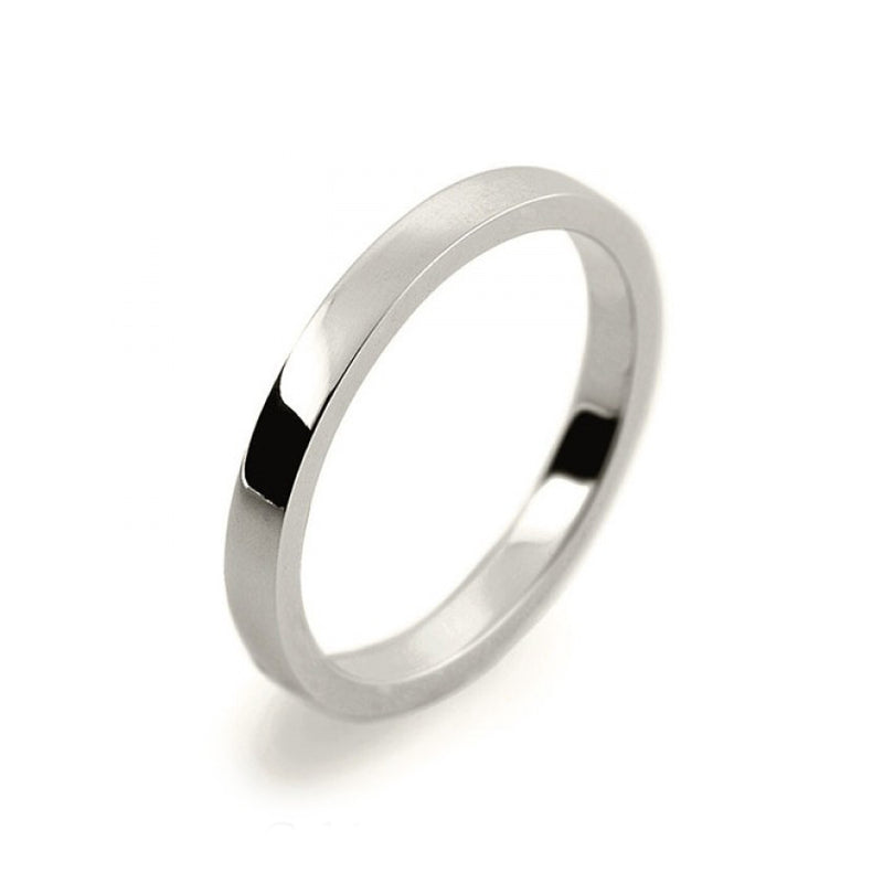 Ladies 2mm 18ct White Gold Flat Shape Medium Weight Wedding Ring