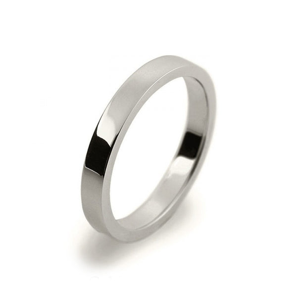 Ladies 2.5mm 18ct White Gold Flat Shape Medium Weight Wedding Ring