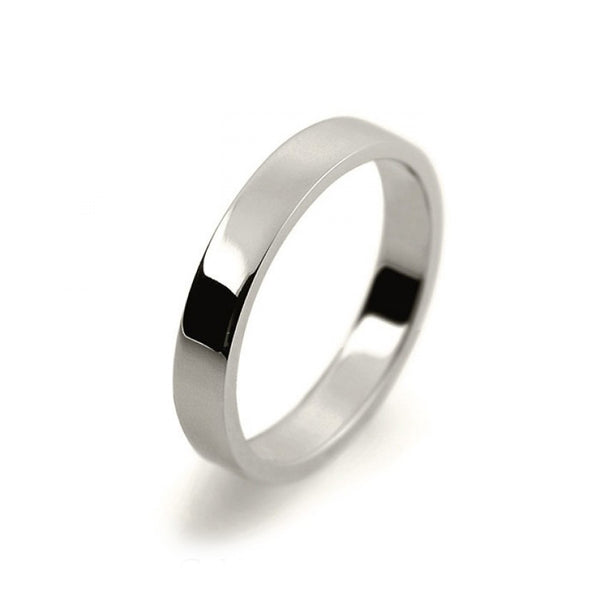 Ladies 3mm 18ct White Gold Flat Shape Light Weight Wedding Ring