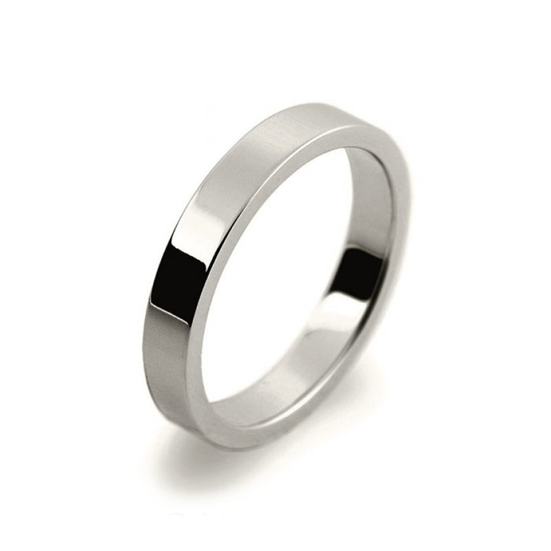 Ladies 3mm 18ct White Gold Flat Shape Medium Weight Wedding Ring