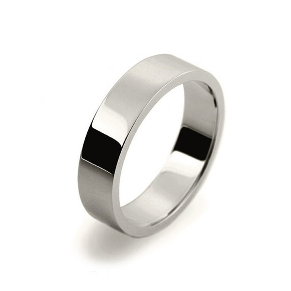 Ladies 5mm 18ct White Gold Flat Shape Medium Weight Wedding Ring