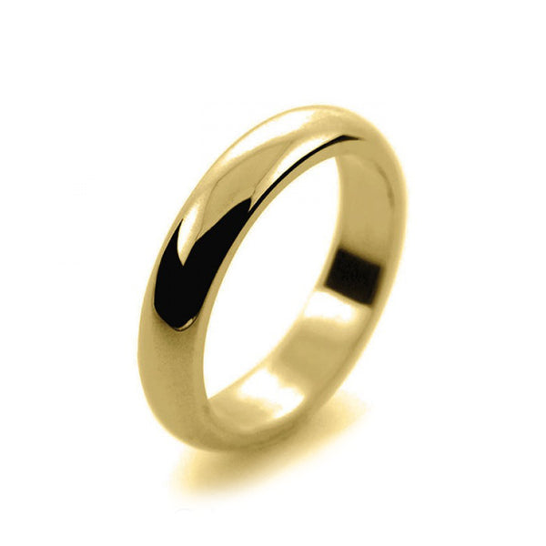 Ladies 4mm 18ct Yellow Gold D Shape Heavy Weight Wedding Ring