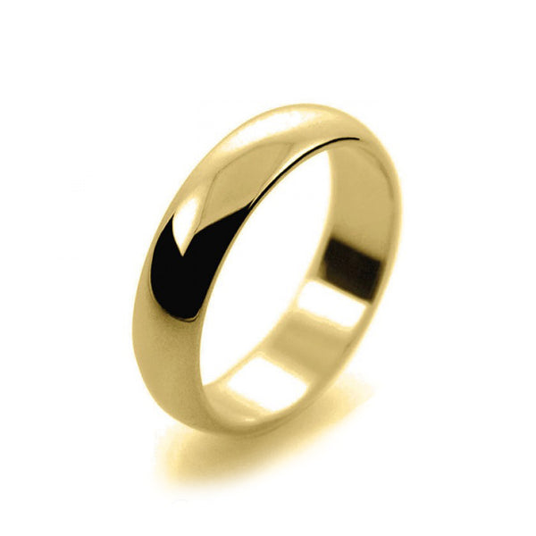 Ladies 5mm 18ct Yellow Gold D Shape Medium Weight Wedding Ring