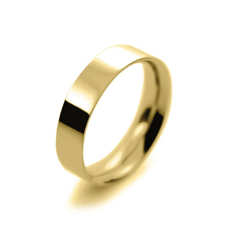 Ladies 5mm 18ct Yellow Gold Flat Court shape Medium Weight Wedding Ring