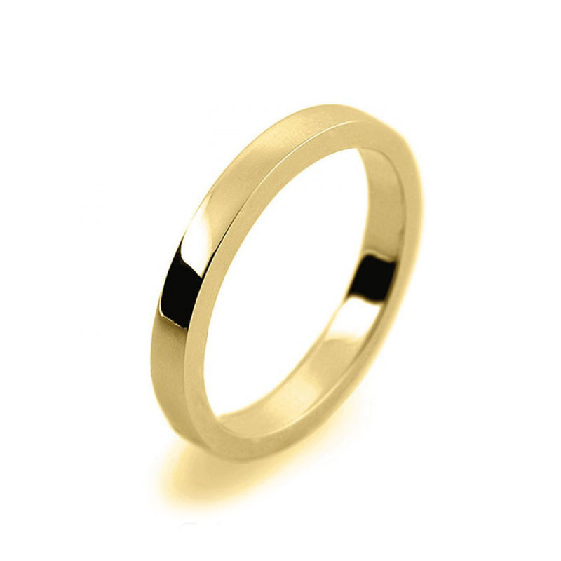 Ladies 2mm 18ct Yellow Gold Flat Shape Heavy Weight Wedding Ring
