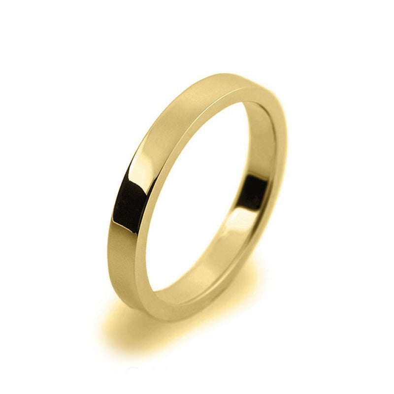 Ladies 2.5mm 18ct Yellow Gold Flat Shape Medium Weight Wedding Ring