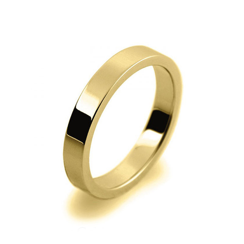 Ladies 3mm 18ct Yellow Gold Flat Shape Medium Weight Wedding Ring