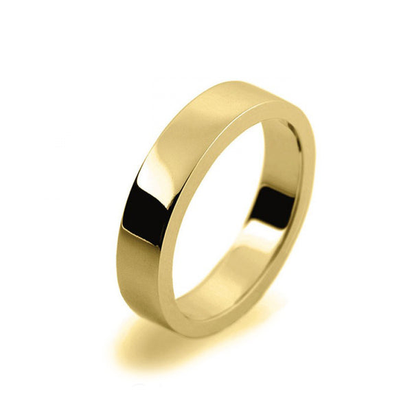 Ladies 4mm 18ct Yellow Gold Flat Shape Heavy Weight Wedding Ring