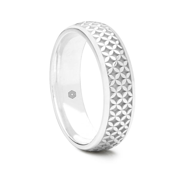 Mens Platinum 950 Court Shape Wedding Ring With Geometric Pattern