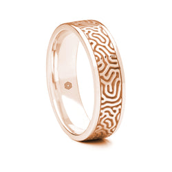 Mens 9ct Rose Gold Flat Court Wedding Ring with Maze Pattern