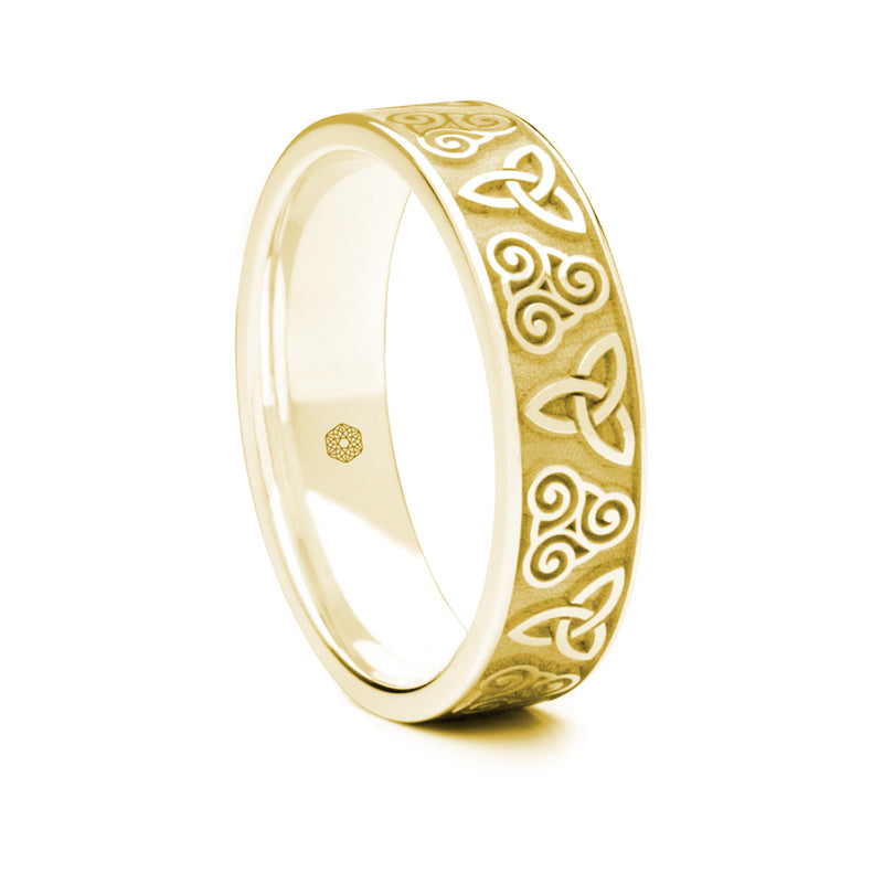 Mens 18ct Yellow Gold Flat Court Ring With Double Celtic Pattern